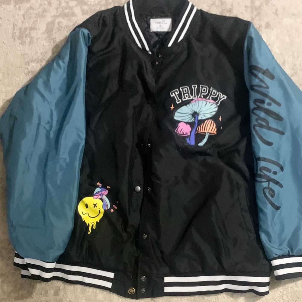 Rue 21 Varsity Jacket with Color Blocking and Ribbed Trim XL